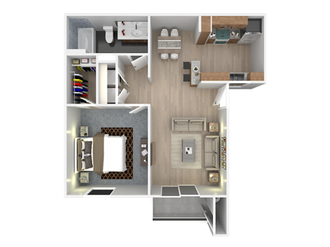 1 bed 1 bath floor plan A at Pinehurst Condominiums, Las Vegas, NV